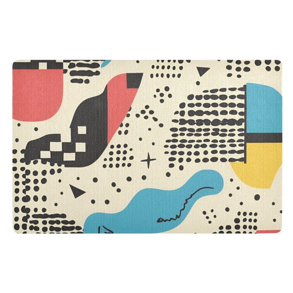 Yayeee Doormat for Indoor Entrance 32" x 20" Non Slippery Floor Rug, Blue Retro Print