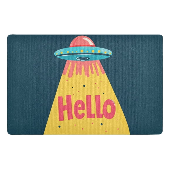 Yayeee Doormat for Indoor Entrance 32" x 20" Non Slippery Floor Rug, Blue UFO