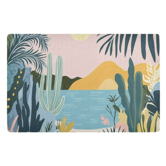 Yayeee Doormat for Indoor Entrance 32" x 20" Non Slippery Floor Rug, Boho Style Sun