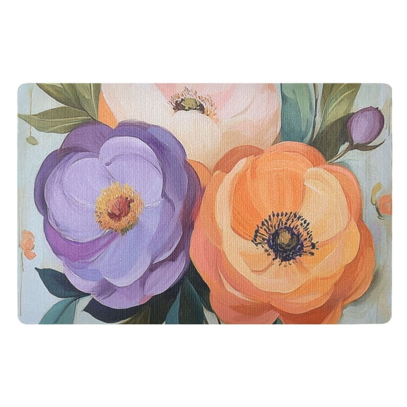 Yayeee Doormat for Indoor Entrance 32" x 20" Non Slippery Floor Rug, Bright Flowers