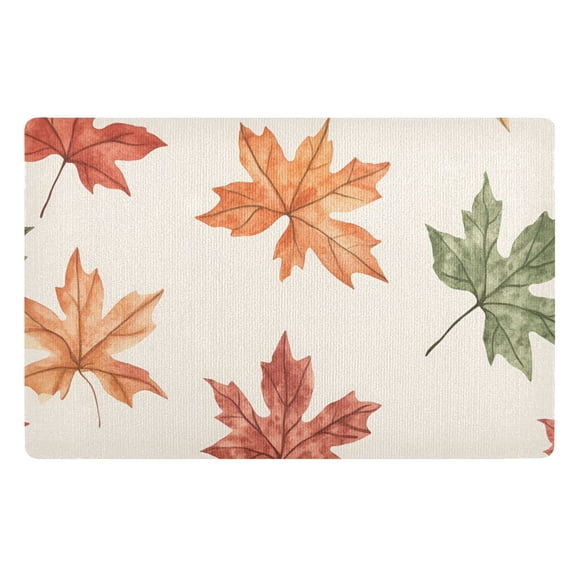 Yayeee Doormat for Indoor Entrance 32" x 20" Non Slippery Floor Rug, Brown Autumn Leaves