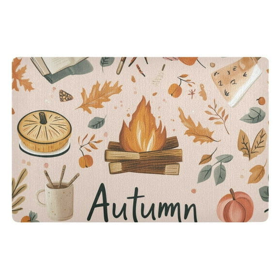 Yayeee Doormat for Indoor Entrance 32" x 20" Non Slippery Floor Rug, Campfire Pattern