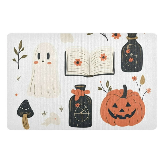 Yayeee Doormat for Indoor Entrance 32" x 20" Non Slippery Floor Rug, Cartoon Halloween Ghosts