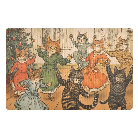 Yayeee Doormat for Indoor Entrance 32" x 20" Non Slippery Floor Rug, Cats in Party