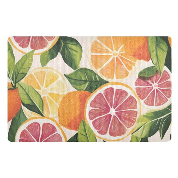 Yayeee Doormat for Indoor Entrance 32" x 20" Non Slippery Floor Rug, Citrus Leaves