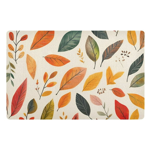 Yayeee Doormat for Indoor Entrance 32" x 20" Non Slippery Floor Rug, Coloful Leaves
