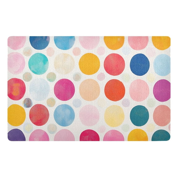 Yayeee Doormat for Indoor Entrance 32" x 20" Non Slippery Floor Rug, Colorful Circles
