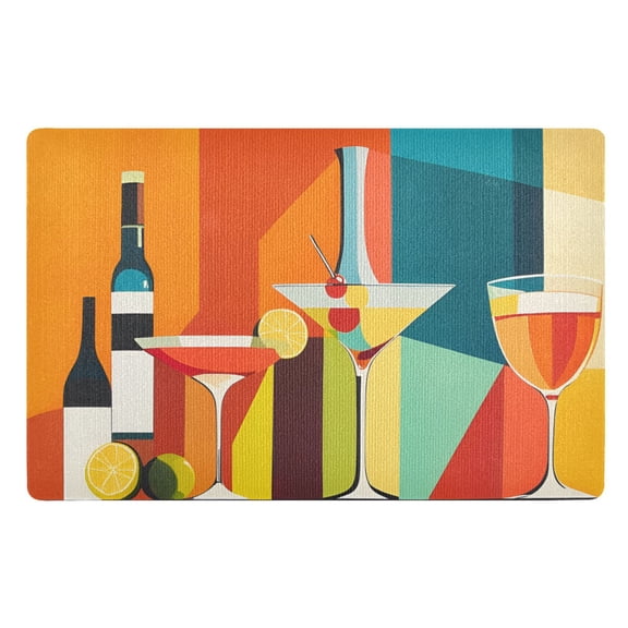Yayeee Doormat for Indoor Entrance 32" x 20" Non Slippery Floor Rug, Colorful Cocktails