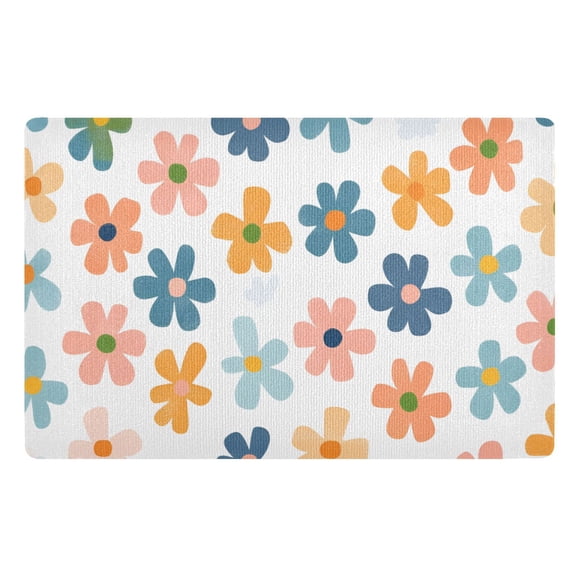 Yayeee Doormat for Indoor Entrance 32" x 20" Non Slippery Floor Rug, Colorful Flowers