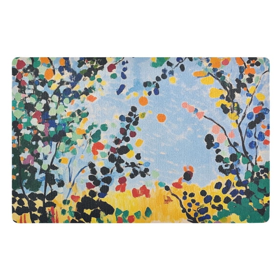 Yayeee Doormat for Indoor Entrance 32" x 20" Non Slippery Floor Rug, Colorful Leaves