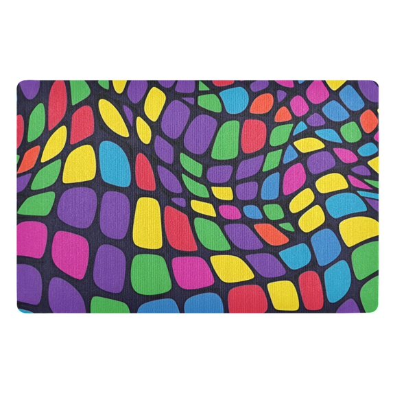 Yayeee Doormat for Indoor Entrance 32" x 20" Non Slippery Floor Rug, Colorful Psychedelic