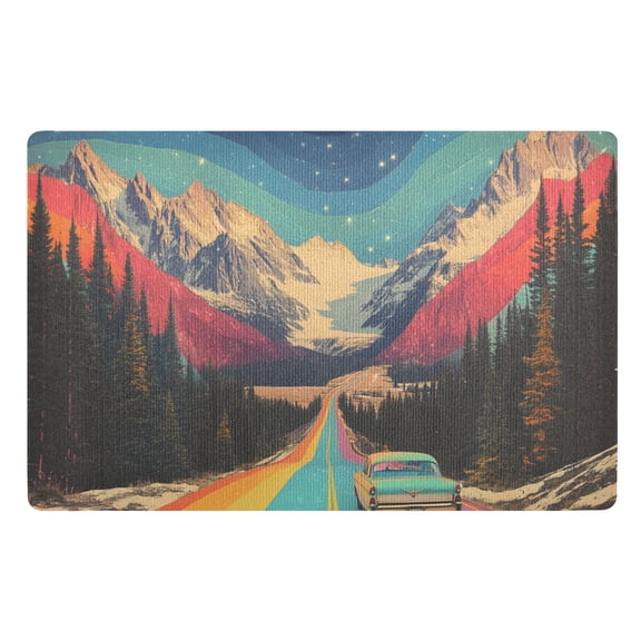 Yayeee Doormat for Indoor Entrance 32" x 20" Non Slippery Floor Rug, Colorful Road