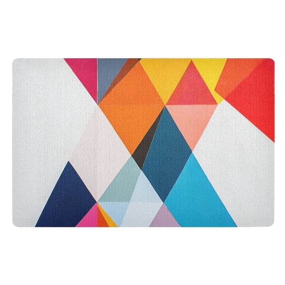 Yayeee Doormat for Indoor Entrance 32" x 20" Non Slippery Floor Rug, Colorful Triangles
