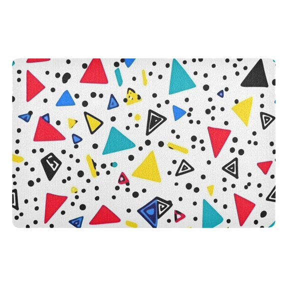 Yayeee Doormat for Indoor Entrance 32" x 20" Non Slippery Floor Rug, Colorful Triangles