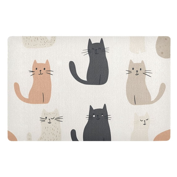 Yayeee Doormat for Indoor Entrance 32" x 20" Non Slippery Floor Rug, Cute Cartoon Cats