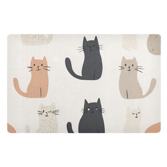 Yayeee Doormat for Indoor Entrance 32" x 20" Non Slippery Floor Rug, Cute Cartoon Cats