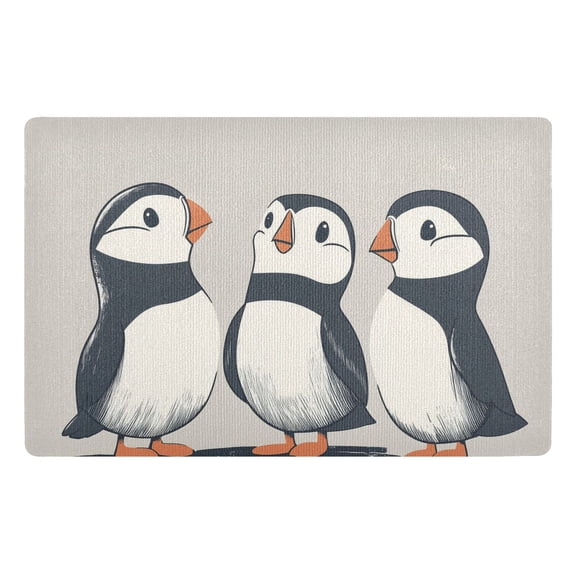 Yayeee Doormat for Indoor Entrance 32" x 20" Non Slippery Floor Rug, Cute Puffin