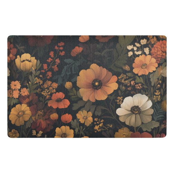 Yayeee Doormat for Indoor Entrance 32" x 20" Non Slippery Floor Rug, Dark Floral Pattern