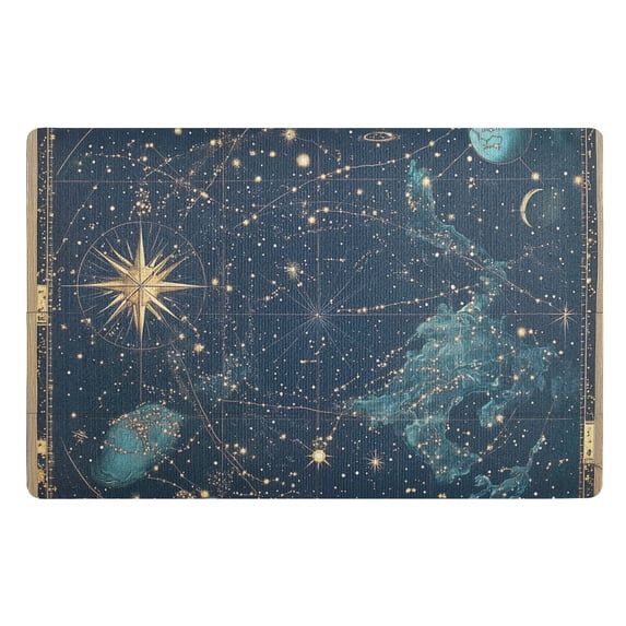 Yayeee Doormat for Indoor Entrance 32" x 20" Non Slippery Floor Rug, Dark Star Map