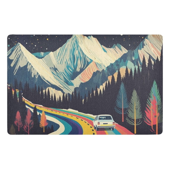 Yayeee Doormat for Inside 20"x32" Absorbent Low-Profile Washable Non-Slip Rubber Backed Entryway Rug, Evening Mountain Road