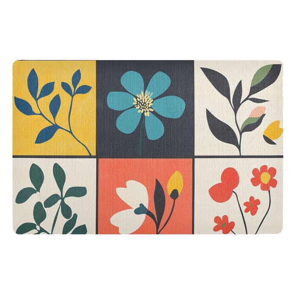 Yayeee Doormat for Indoor Entrance 32" x 20" Non Slippery Floor Rug, Floral Patterns