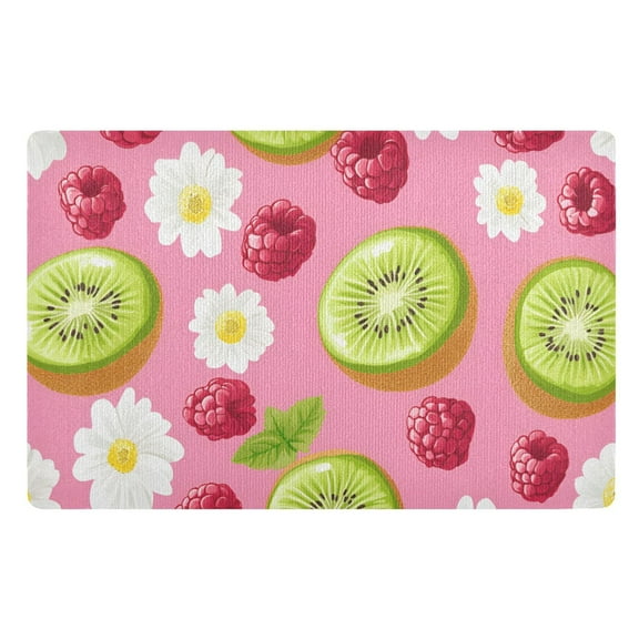 Yayeee Doormat for Indoor Entrance 32" x 20" Non Slippery Floor Rug, Floral Raspberries
