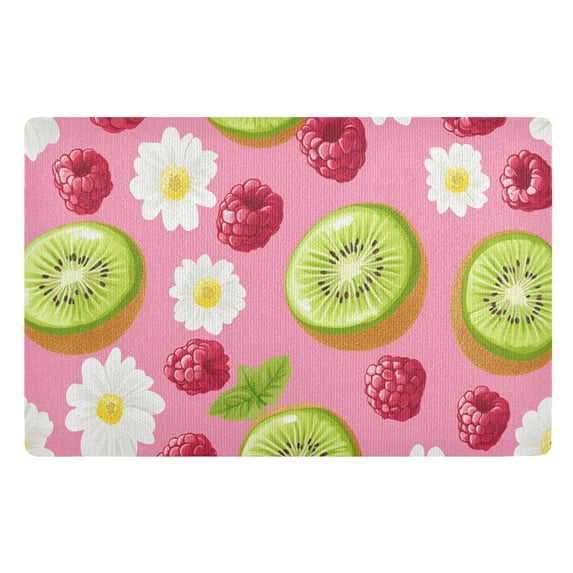 Yayeee Doormat for Indoor Entrance 32" x 20" Non Slippery Floor Rug, Floral Raspberries