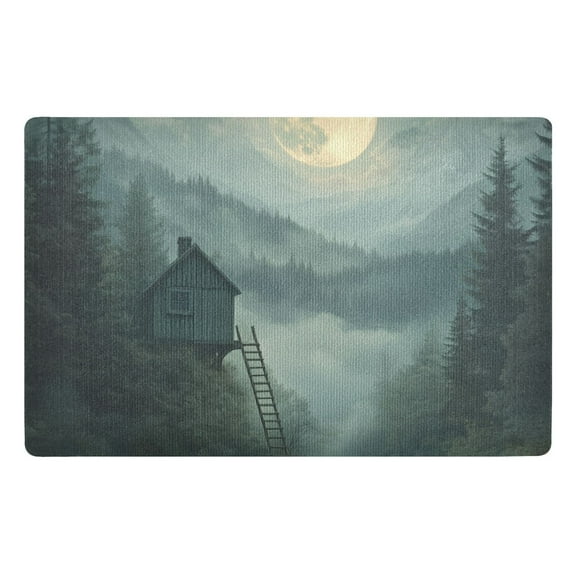 Yayeee Doormat for Indoor Entrance 32" x 20" Non Slippery Floor Rug, Forest House