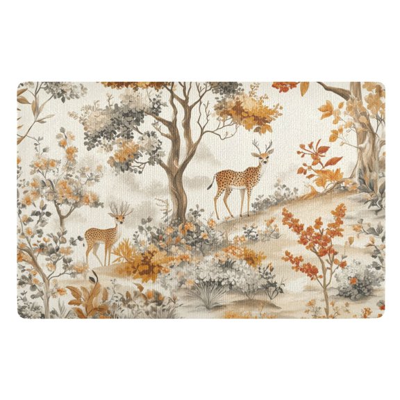 Yayeee Doormat for Indoor Entrance 32" x 20" Non Slippery Floor Rug, Forest Pattern