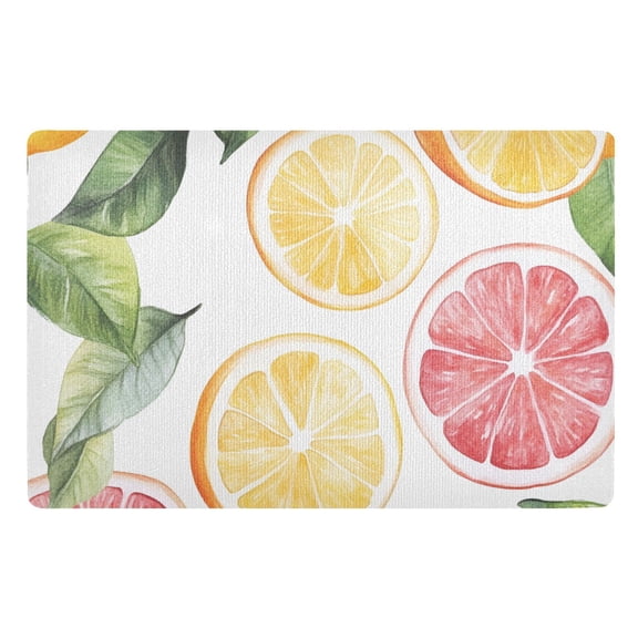 Yayeee Doormat for Indoor Entrance 32" x 20" Non Slippery Floor Rug, Grapefruit Slices