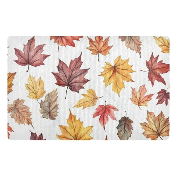 Yayeee Doormat for Indoor Entrance 32" x 20" Non Slippery Floor Rug, Gray Autumn Leaves
