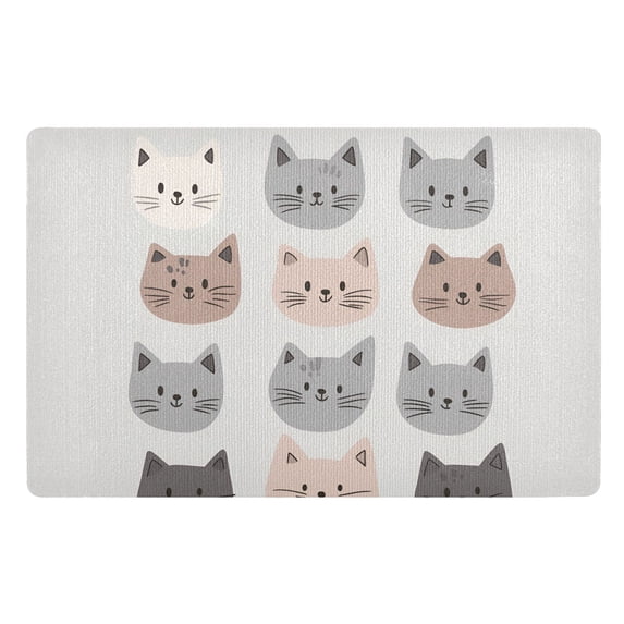 Yayeee Doormat for Indoor Entrance 32" x 20" Non Slippery Floor Rug, Gray Cat Pattern