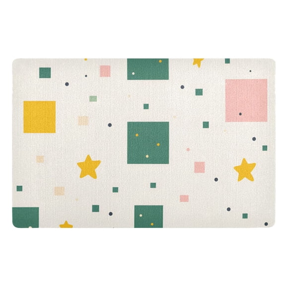 Yayeee Doormat for Indoor Entrance 32" x 20" Non Slippery Floor Rug, Green Abstract Pattern