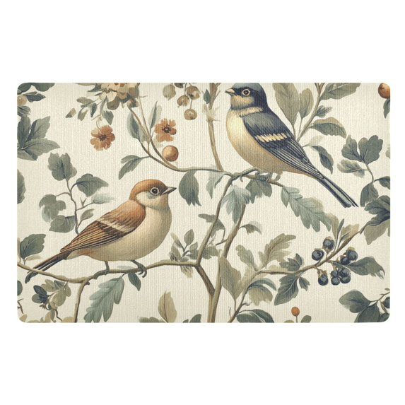 Yayeee Doormat for Indoor Entrance 32" x 20" Non Slippery Floor Rug, Green Birds
