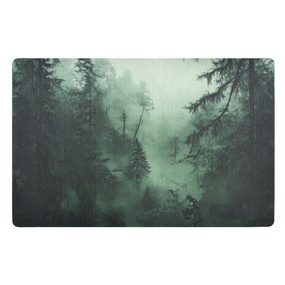 Yayeee Doormat for Indoor Entrance 32" x 20" Non Slippery Floor Rug, Green Forest