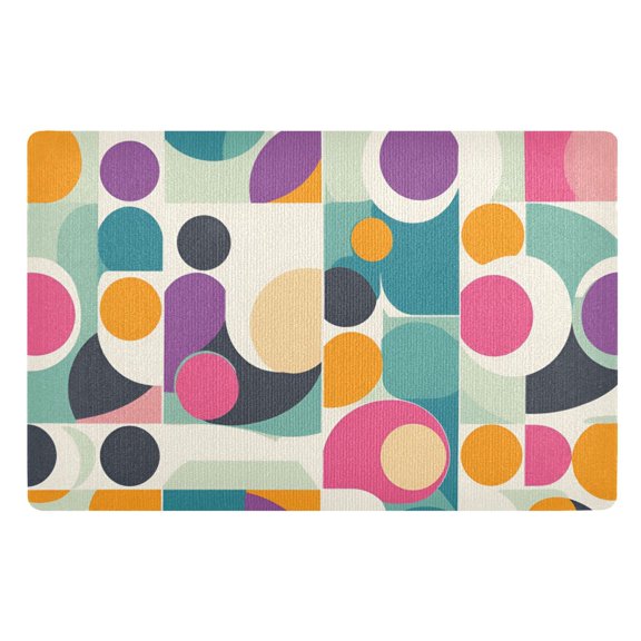Yayeee Doormat for Indoor Entrance 32" x 20" Non Slippery Floor Rug, Green Geometric