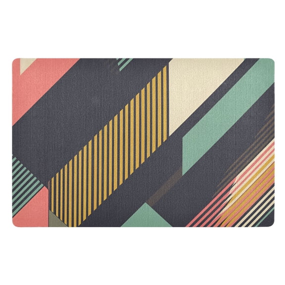 Yayeee Doormat for Indoor Entrance 32" x 20" Non Slippery Floor Rug, Green Geometric