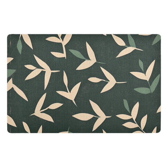 Yayeee Doormat for Indoor Entrance 32" x 20" Non Slippery Floor Rug, Green Leaves