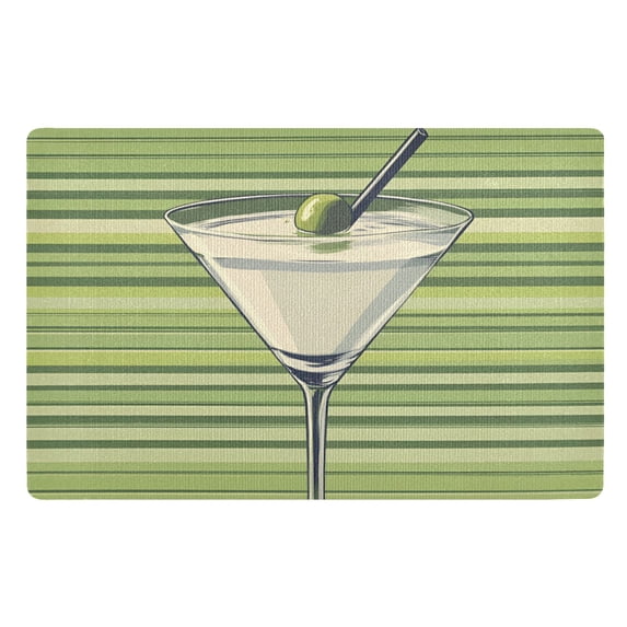 Yayeee Doormat for Inside 20"x32" Absorbent Low-Profile Washable Non-Slip Rubber Backed Entryway Rug, Green Martini Glass
