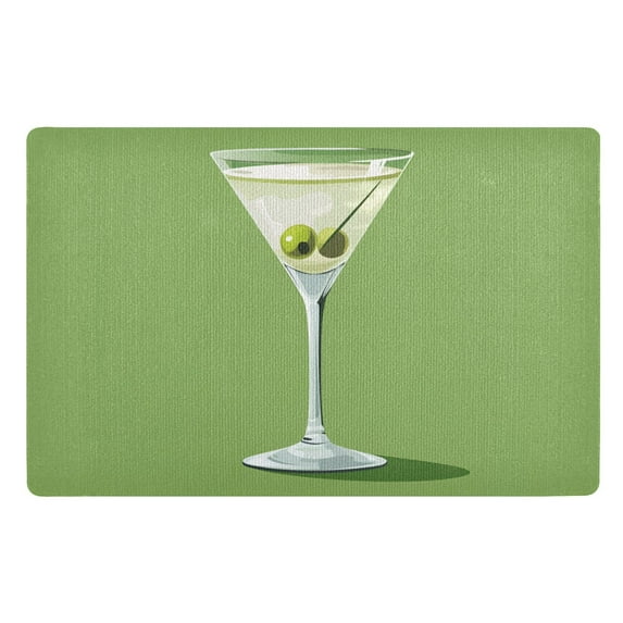 Yayeee Doormat for Indoor Entrance 32" x 20" Non Slippery Floor Rug, Green Martini Glass