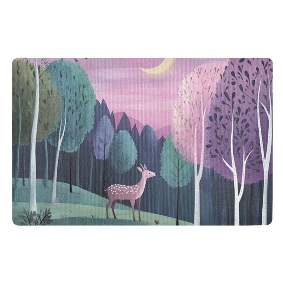 Yayeee Doormat for Indoor Entrance 32" x 20" Non Slippery Floor Rug, Green Night Deer