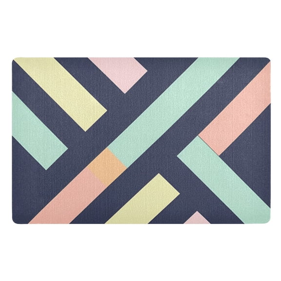 Yayeee Doormat for Indoor Entrance 32" x 20" Non Slippery Floor Rug, Green Stripes