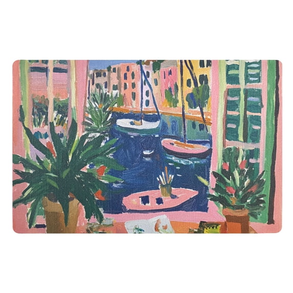 Yayeee Doormat for Inside 20"x32" Absorbent Low-Profile Washable Non-Slip Rubber Backed Entryway Rug, Green Window