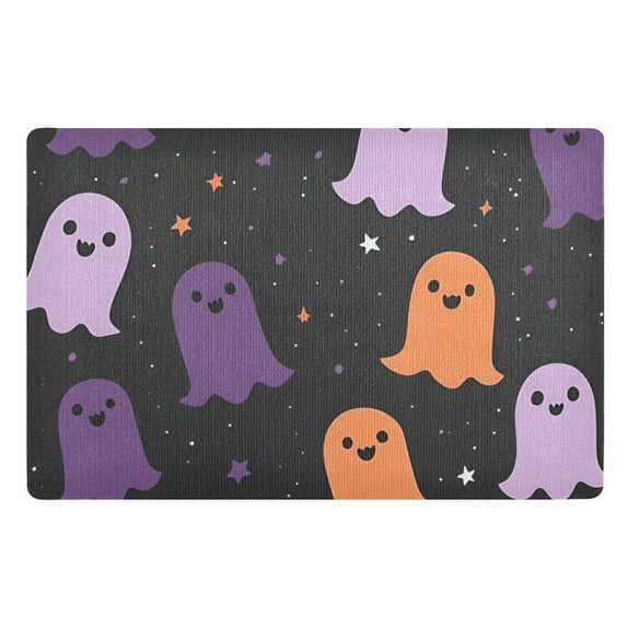 Yayeee Doormat for Indoor Entrance 32" x 20" Non Slippery Floor Rug, Halloween Orange Ghosts