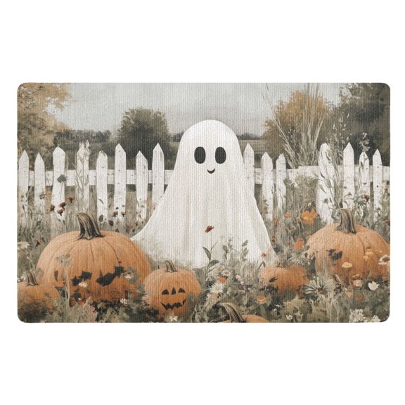 Yayeee Doormat for Indoor Entrance 32" x 20" Non Slippery Floor Rug, Halloween Pumpkin Field
