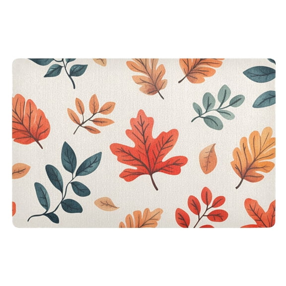 Yayeee Doormat for Indoor Entrance 32" x 20" Non Slippery Floor Rug, Hand Drawn Autumn Leaves