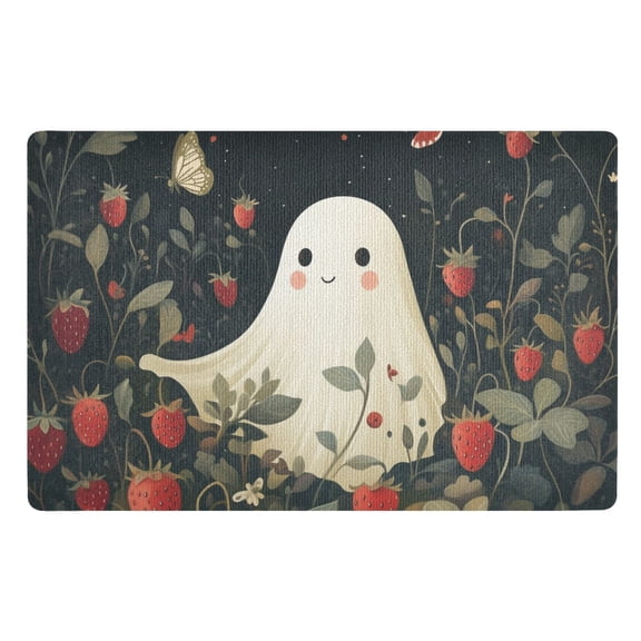 Yayeee Doormat for Indoor Entrance 32" x 20" Non Slippery Floor Rug, Happy Ghost