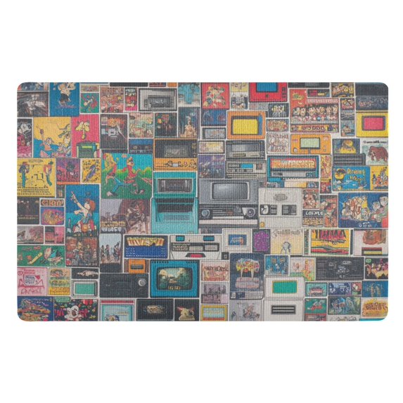 Yayeee Doormat for Indoor Entrance 32" x 20" Non Slippery Floor Rug, Large Retro Collection Pattern