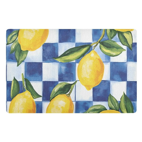Yayeee Doormat for Indoor Entrance 32" x 20" Non Slippery Floor Rug, Lemon Checkered