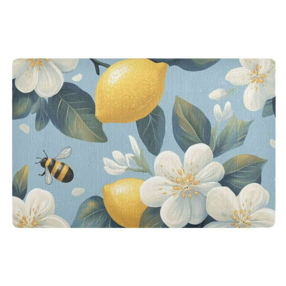 Yayeee Doormat for Indoor Entrance 32" x 20" Non Slippery Floor Rug, Lemon Pattern